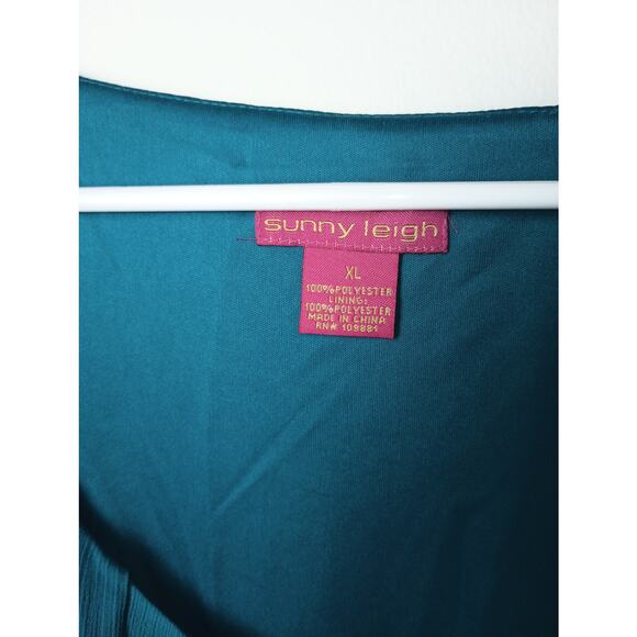 Sunny Leigh Teal Layered Blouse Flutter Sleeves NWT Women Size XL Gift - Picture 4 of 5